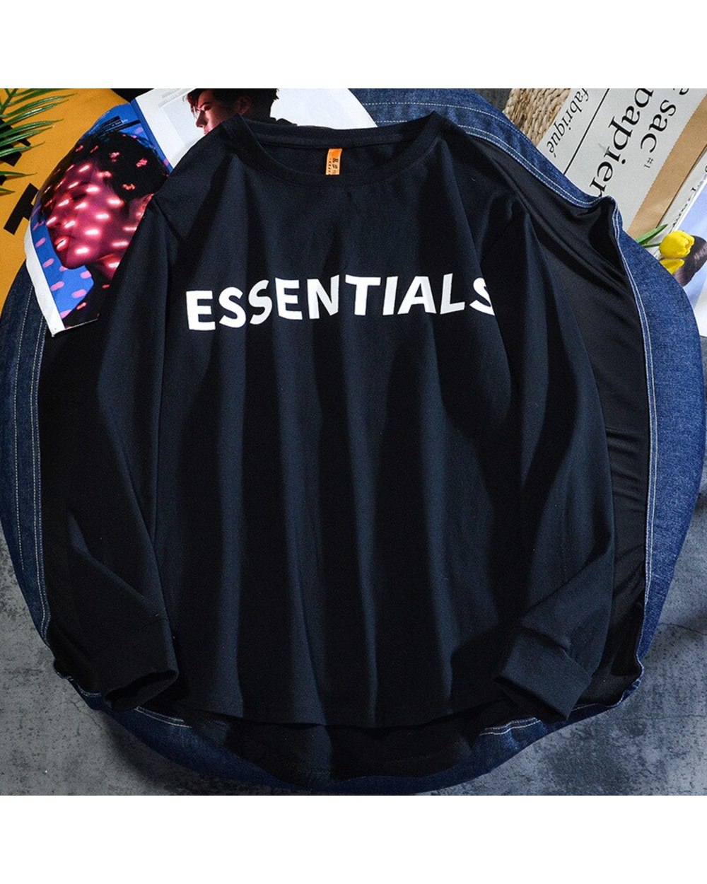 2021 New O-Neck Long Sleeve T-Shirt Casual Men's and Women's Fashion Fog Fluorescent Green Spring Cotton front-1