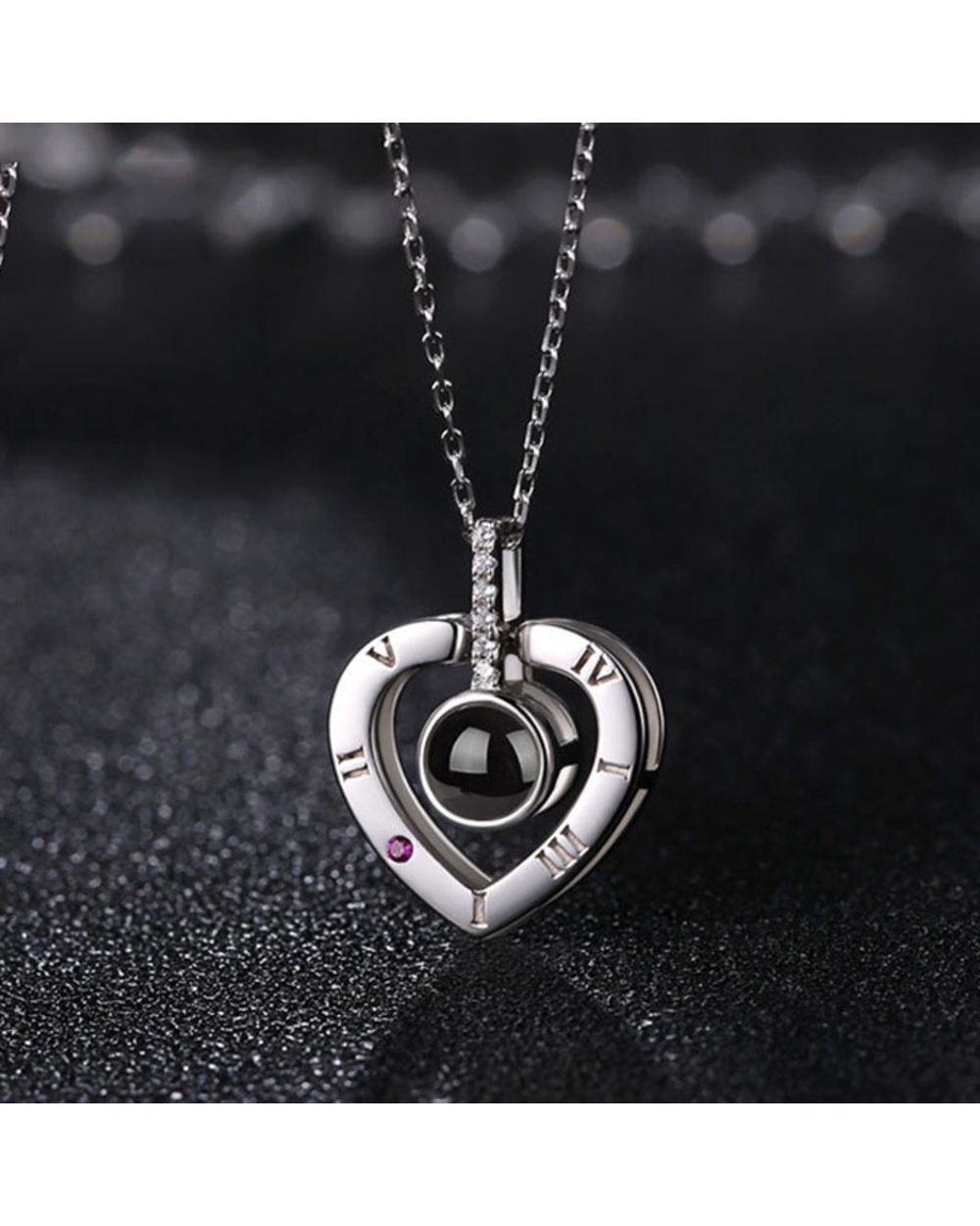 Rose Gold 100 languages I love you Projection Pendant Necklace Romantic Love Memory Wedding Necklace for Women front-1