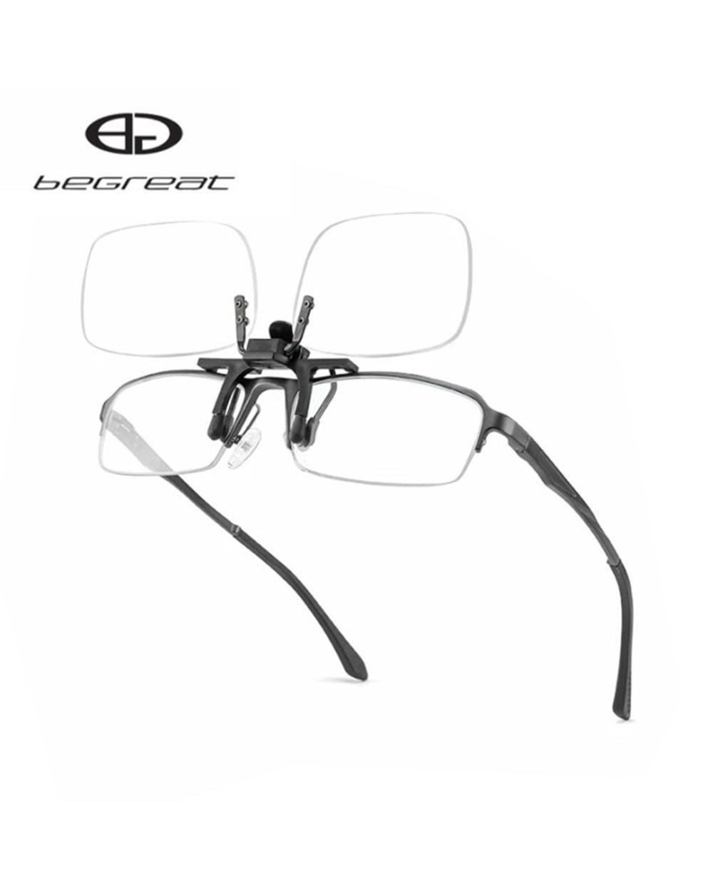 Begreat Clips Lens Flip Up Portable Reading Glasses Magnifier Women Men Rimless Presbyopia Spectacles Lunette Connect front-1