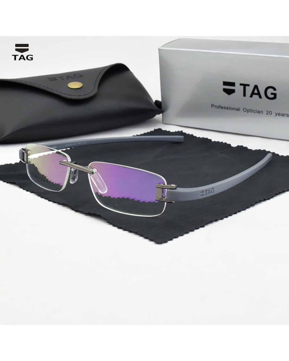 Tag Brand Frameless Glasses Frame Men Eyeglasses Myopia Spectacle Frames Goggle Computer Prescription Eye Glasses Frame front-0
