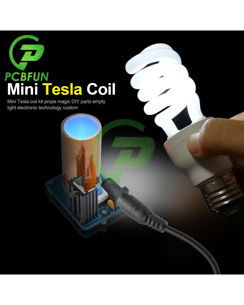 12V Bd243 Mini Tesla Coil Kit Magic Props Diy Parts Empty Lights Technology Diy Electronics Bd243c Wirelessly Transmit front-1