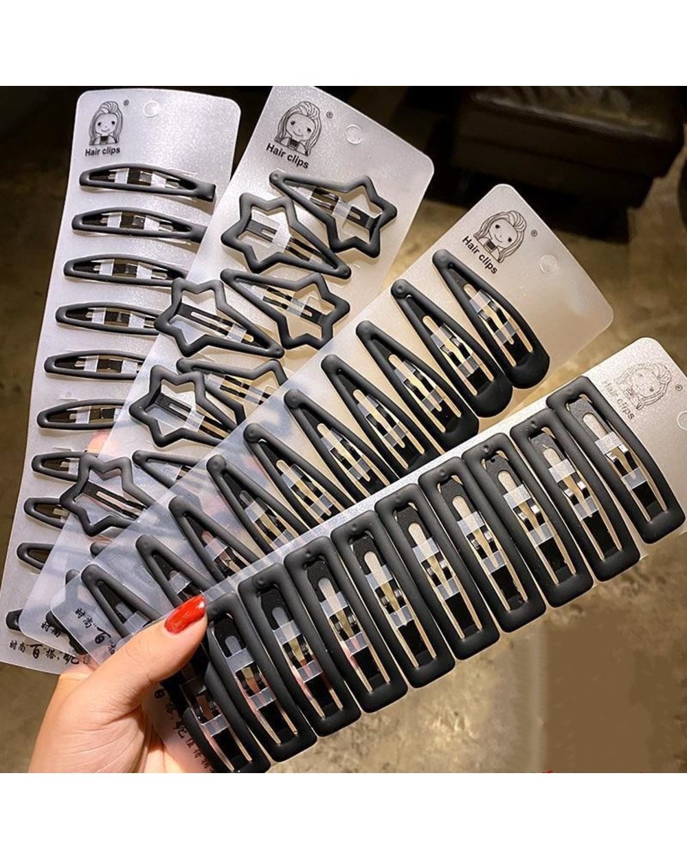 10Pcs Korean Matt Black Alloy Hairpin Big Water-Drop Geometric Solid Color Bobby Pin Women Make Up Hair Clip Barrettte front-0