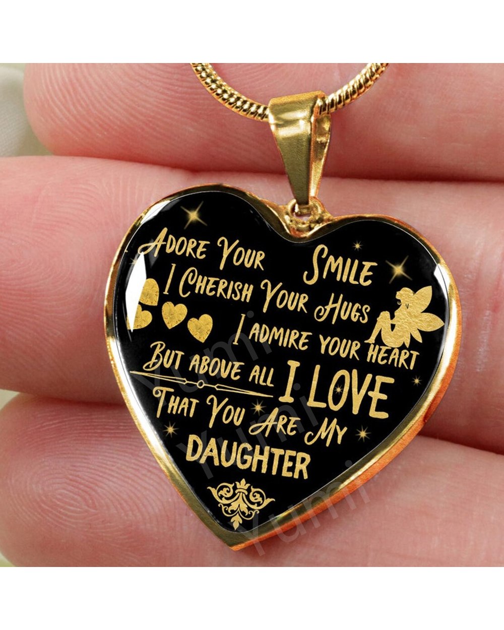 Daughter Heart Pendant Necklace Gift front-1