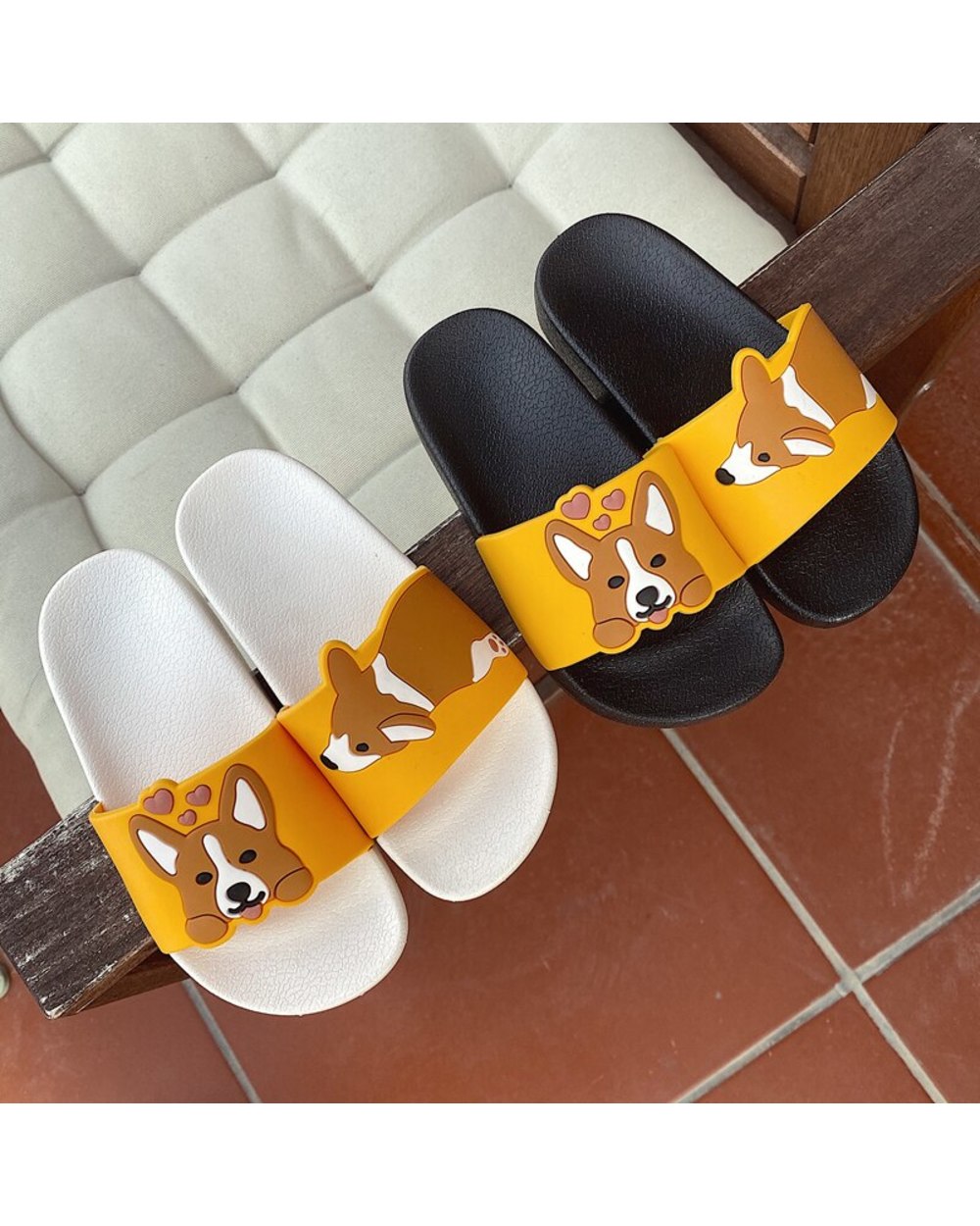 Corgi Thick Sole Girls Flat Shoes Beach Sandals fashion slippers for women summer slip on Slides for women front-3