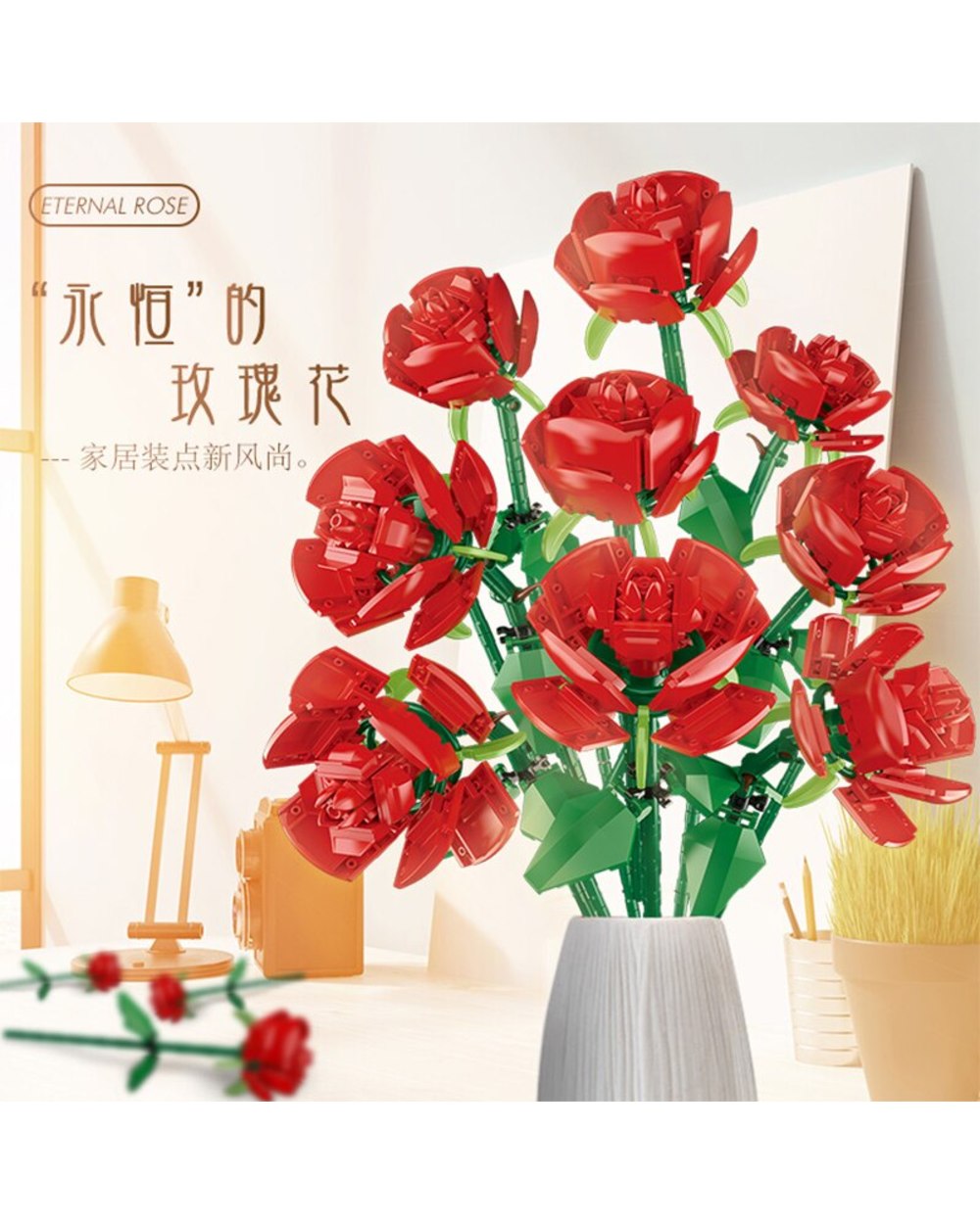 Rose Flowers Bouquet Building Blocks Compatible 10280 City DIY Flower Kit Gifts for Girlfriend Toys Love front-2