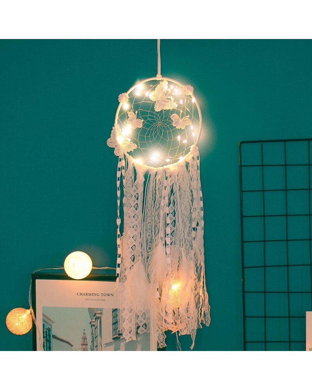 Nordic White Butterfly Dream Catcher Light For Home Decor Girls Room Decor Kids Room Decoration Gift For Friend VG06 front-1