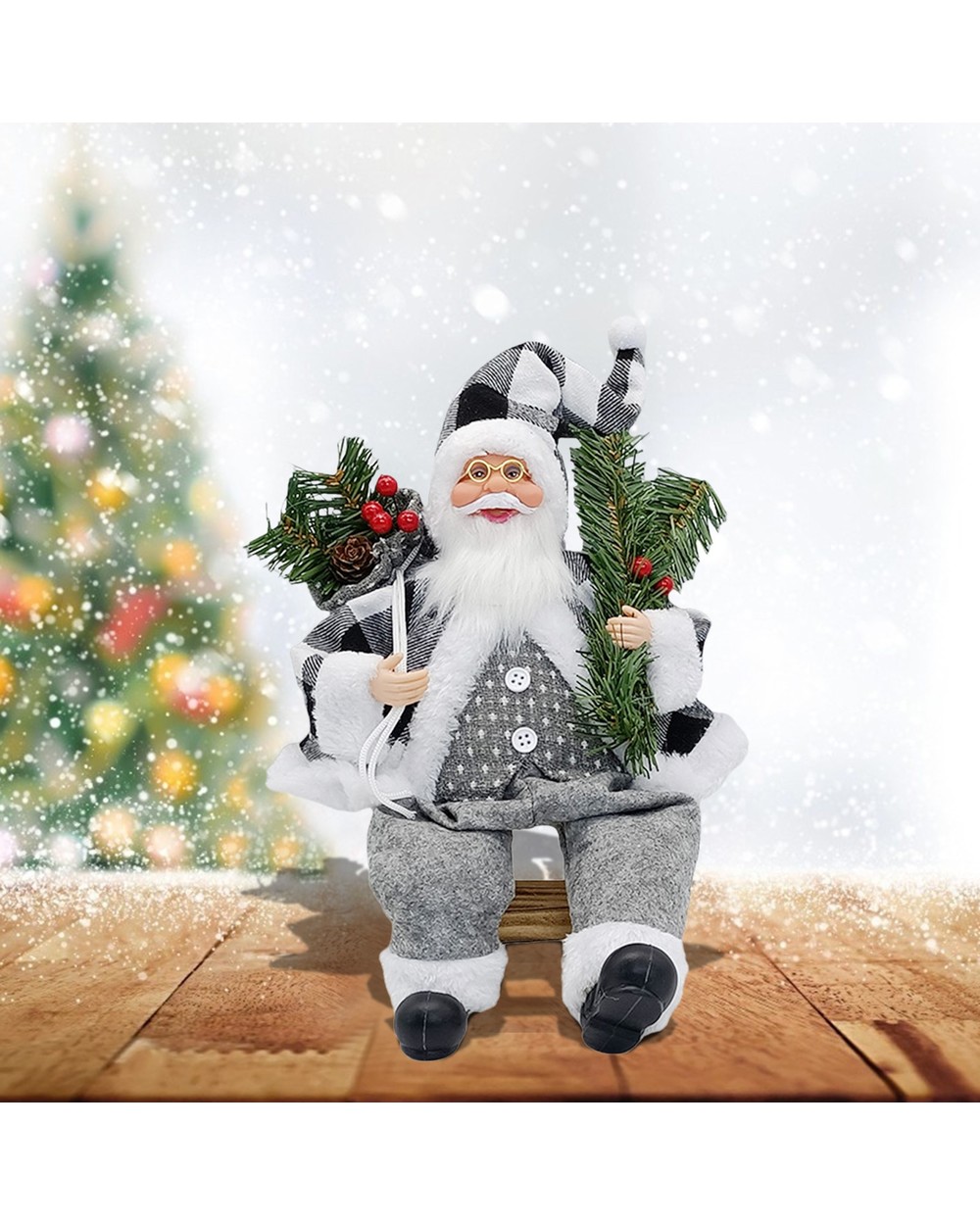 Christmas Standing Elderly Doll Ornament Pendant Christmas Ornaments front-2