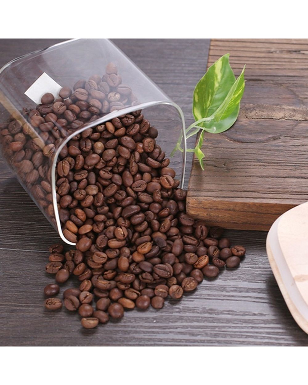 1 Piece Square Sealed Glass Jars For Spice Kitchen Storage Coffee Bean Storage Can Mason Jar With Lid Food Container front-2