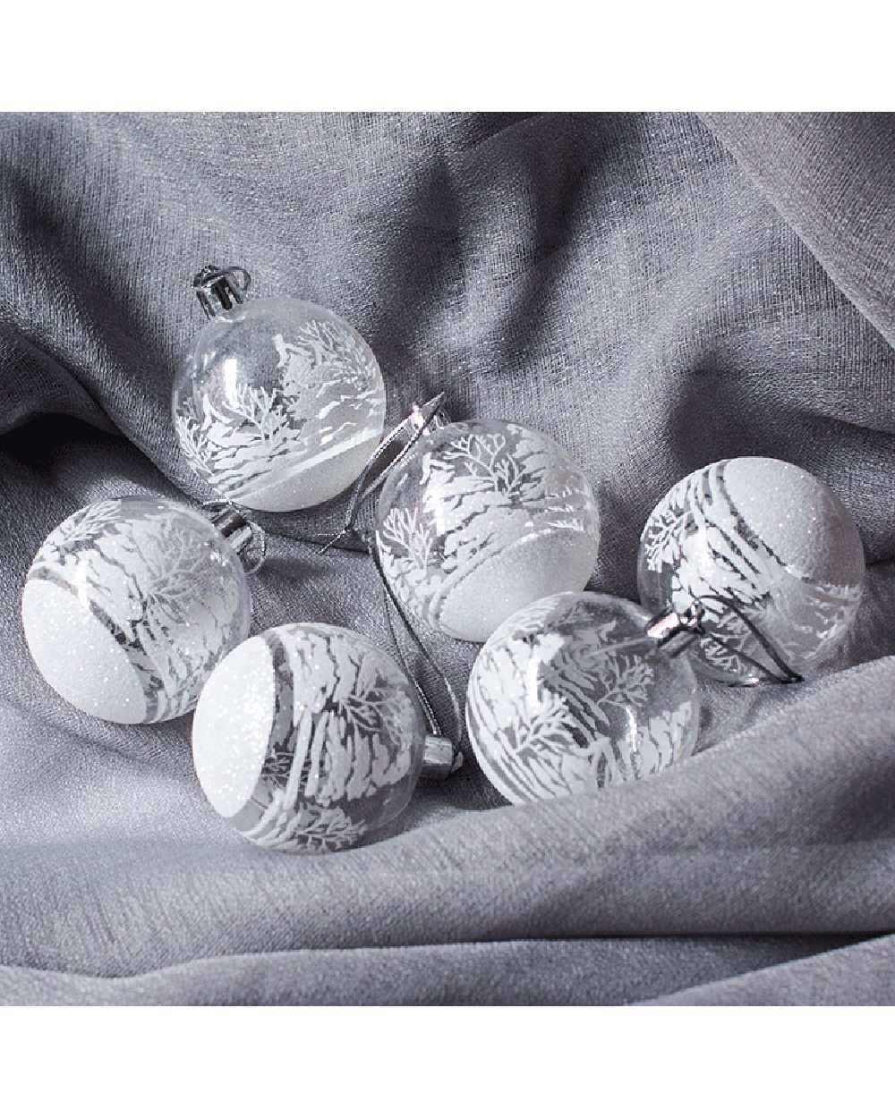 2022 New 6Pcs White Plastic Snow Ball Pendants for Christmas Tree Decorations Xmas Home Ornaments Hanging Pendants Craft front-2
