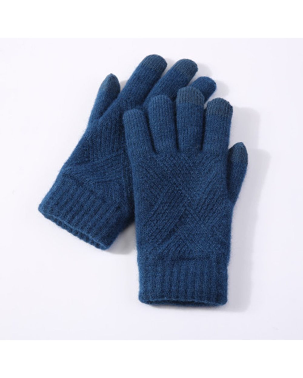 Female Winter Warm Knitted Full Finger Gloves Men Solid Woolen Touch Screen Mittens Women Thick Warm Cycling Driving Gl front-5