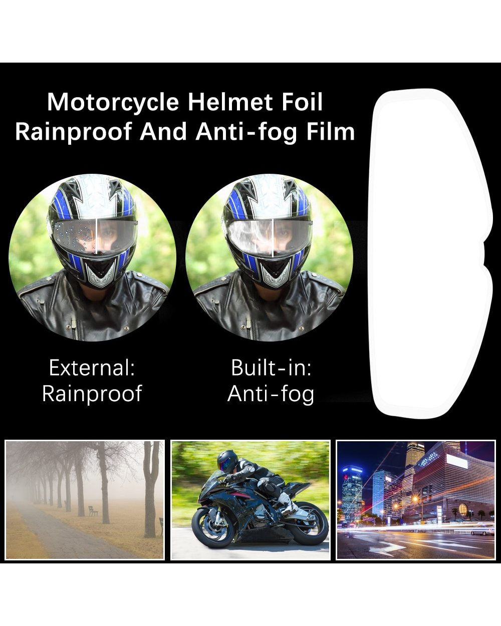 Waterproof Insert Motorcycle Helmet Lens Sticker Anti-fog Film Motorcycle Winter Anti-fog Shield Film Accessories front-1