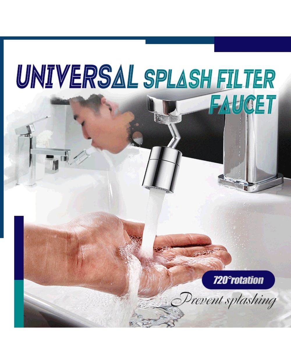 360 Degrees Universal Faucet Extender Head Anti Splash Filter Faucet Movable Kitchen Tap Water Saving Nozzle Sprayer front-0