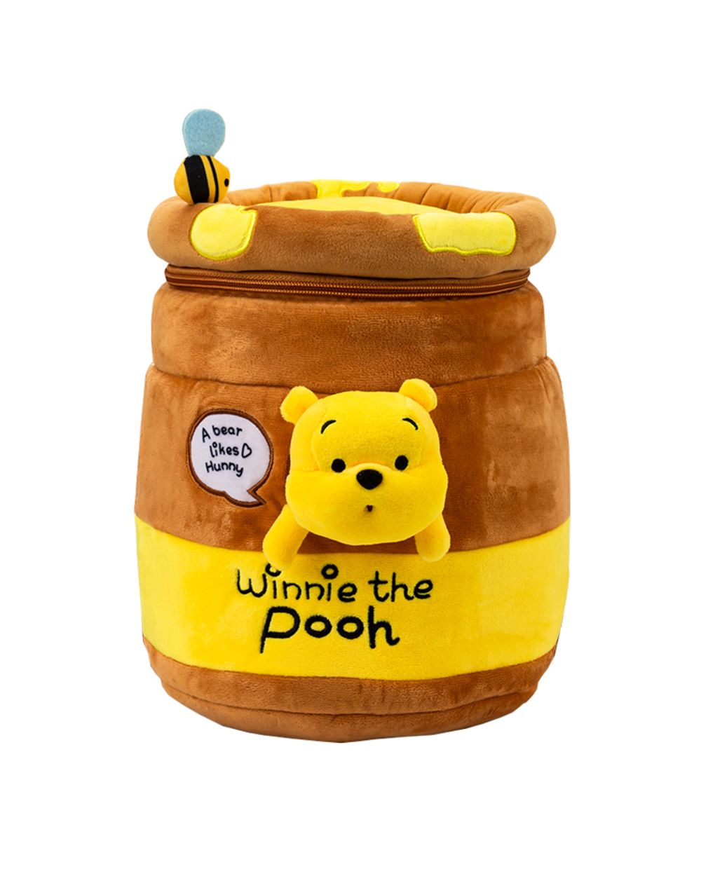 Winnie the Pooh Kawaii Pooh Bear Honeypot Stuffed Plush Backpack Winnie the Pooh Plush Bucket Bag for Kids front-0