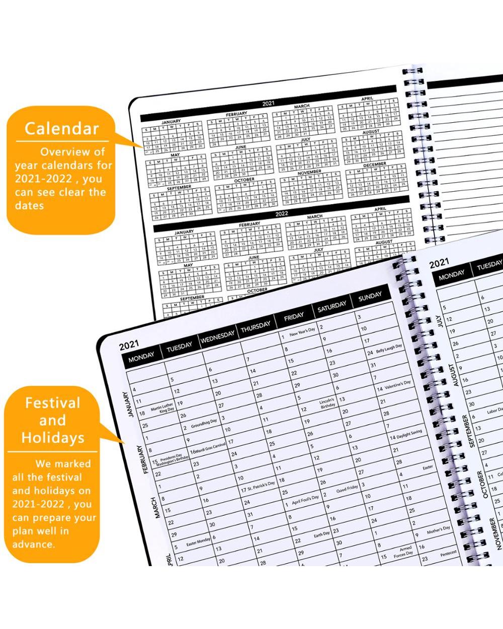 Daily Calendar Planner Notebook 2022-2023 Weekly And Monthly Academic Agenda Time Management Personal Diary Organizer front-4