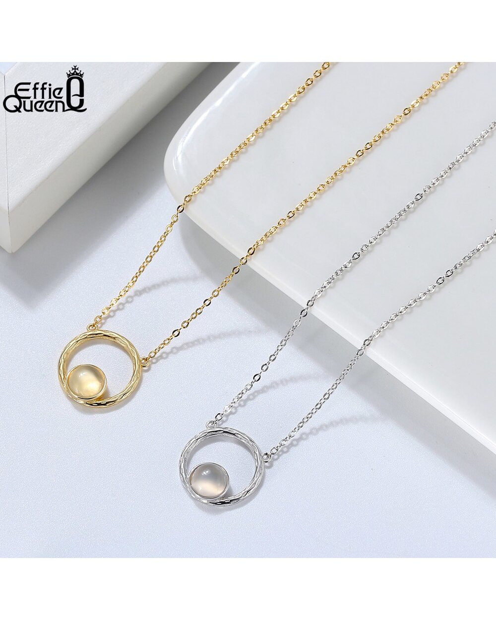 To My Mommy Gift Necklace for Mother Round Pendant with Natural Moonstone 925 Silver Jewelry front-2
