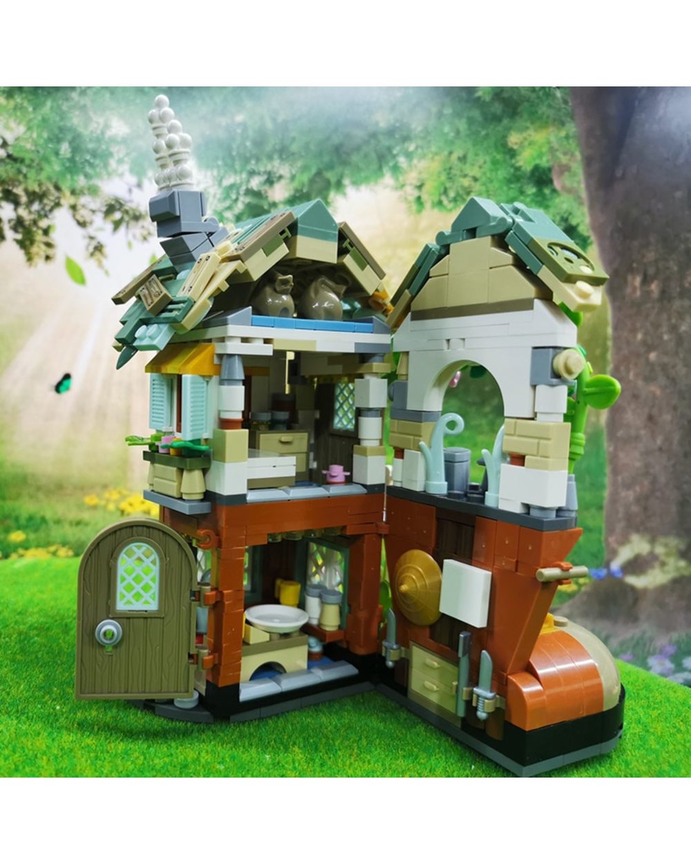 Forest Cabin Shoe House Rabbit Animal Flower Tree 3D Model DIY Mini Blocks Bricks Building Toy for Children Gift no Box front-5