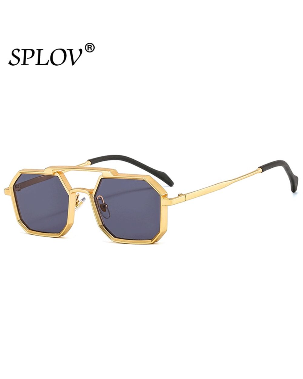 Retro Square Sunglasses Women Men Punk Polygon Fashion Glasses Metal Clear Mirror Shades Black Red Yellow Eyewear Trend front-0