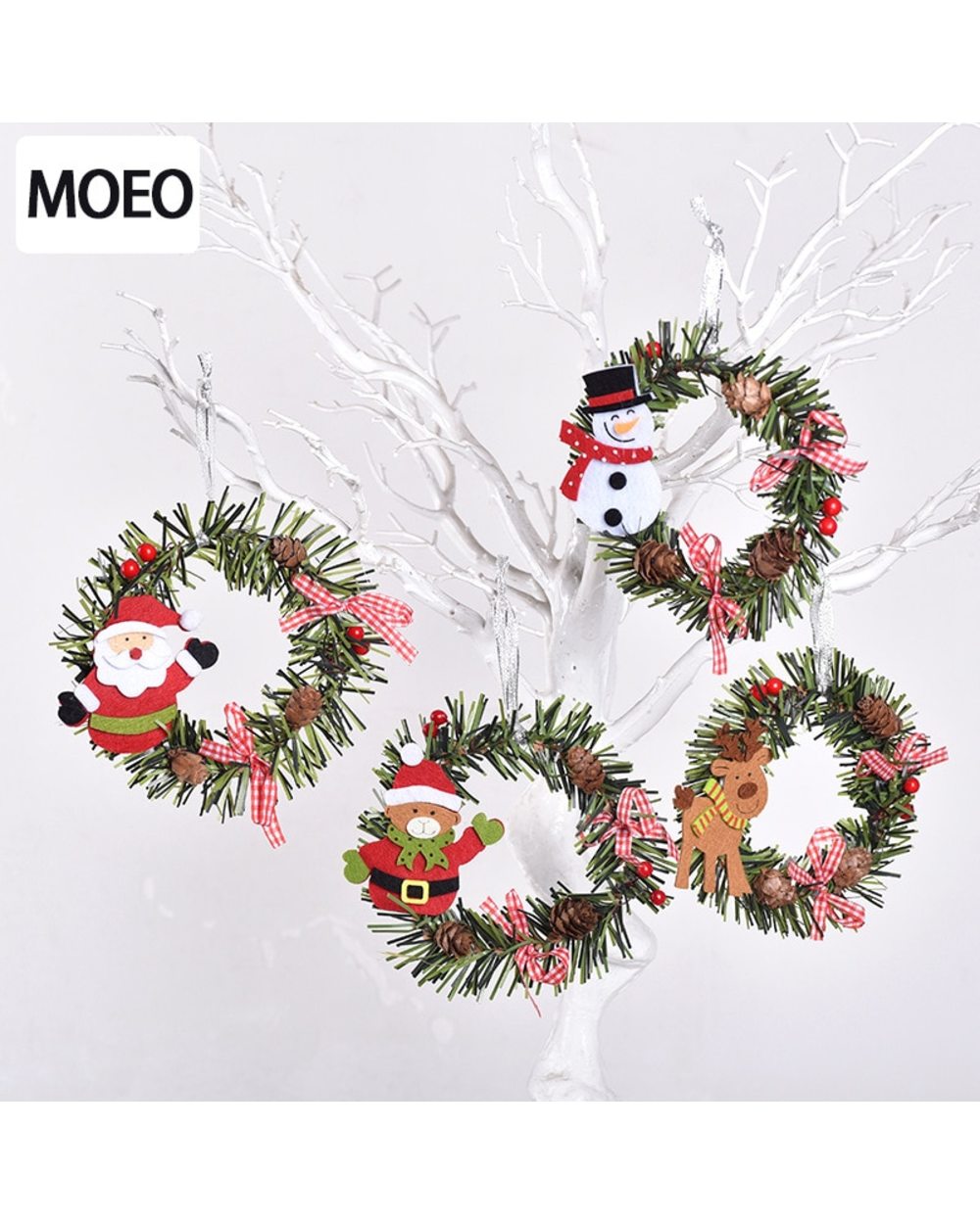 Christmas Decorations Garland Tree Toys Pendant Santa Claus Elk Round PVC Ornaments Christmas Tree Pine Cone Gift Home front-1