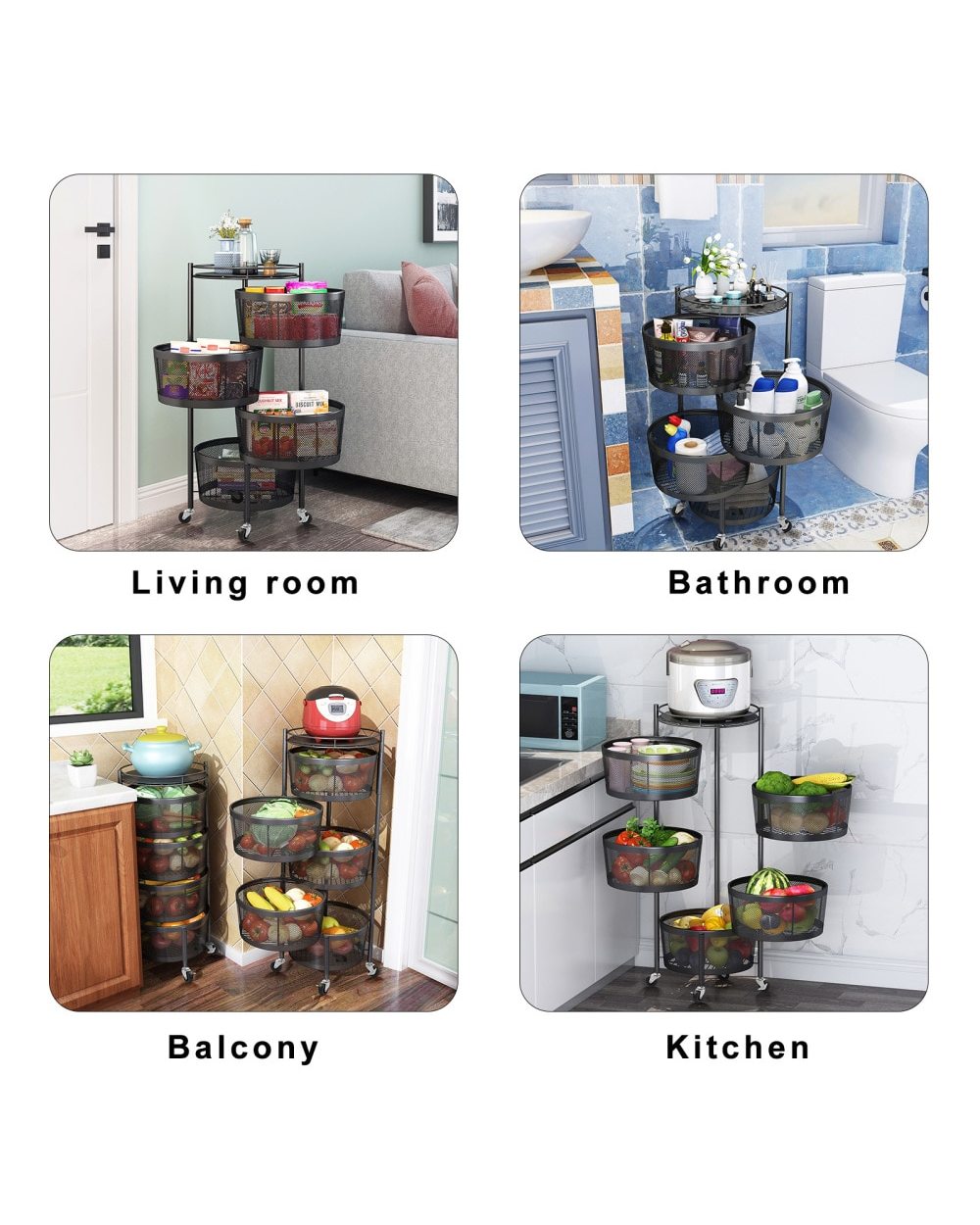 Kitchen Rotating Basket Drawer Multilayer Storage Rack