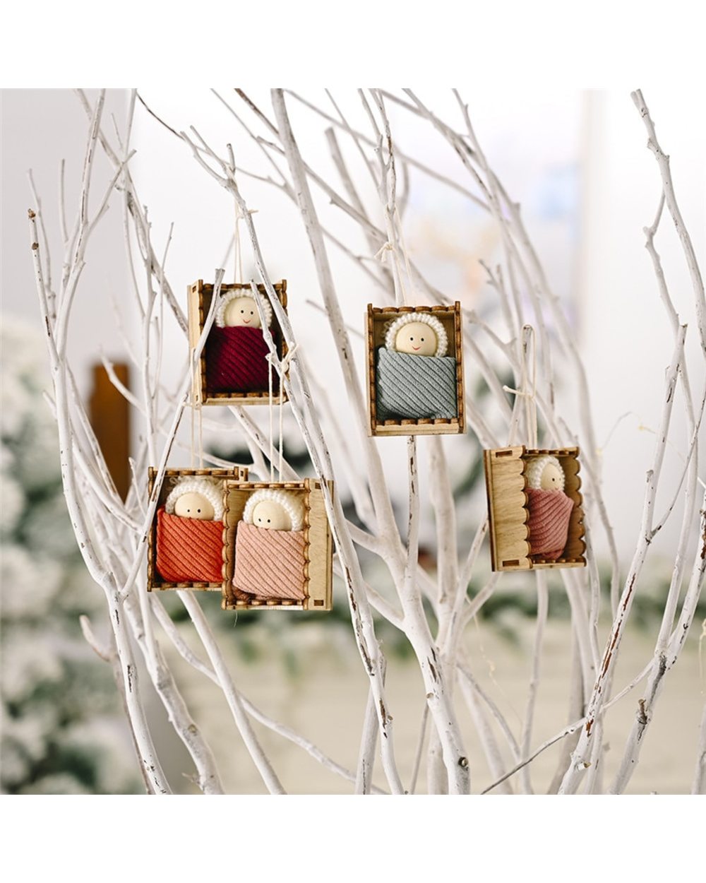Christmas Wooden box Doll Pendant Dolls Gift Christmas Tree Hanging Ornament Pendant Xmas Kids gift New Year decoration front-2