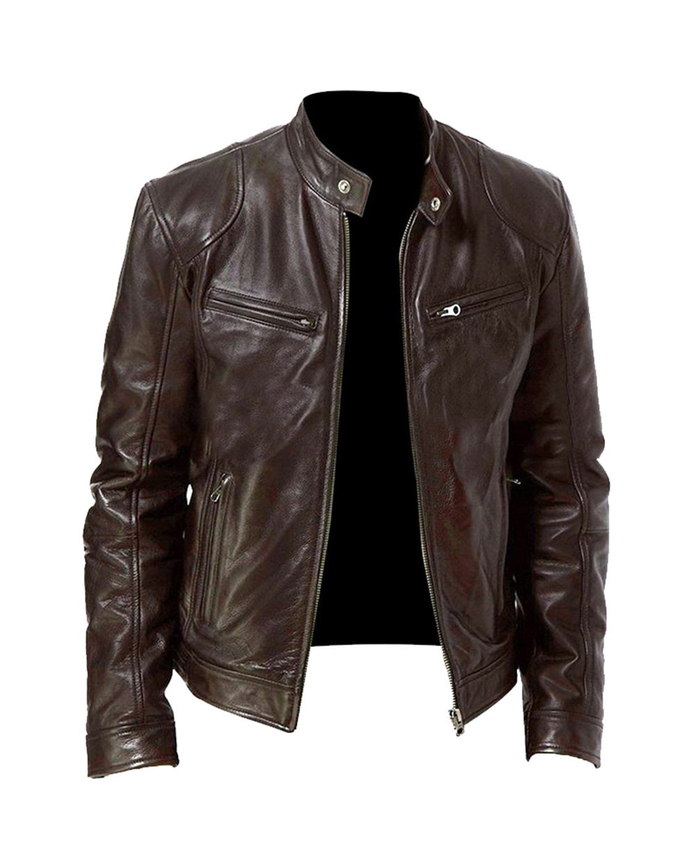 Jacket Slim Fit Stand Collar PU Jacket Male Anti-wind Motorcycle L Jackets Men front-4