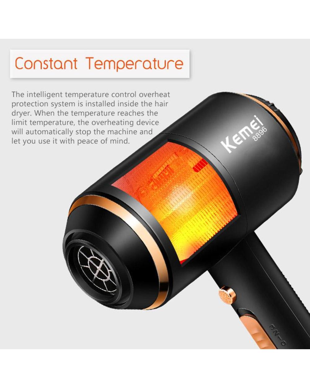 Kemei Professional Hair Dryer 4000W Strong Wind Ionic Blow Dryers Electric Hairdressing Equipment Hair Styler Modeling front-2