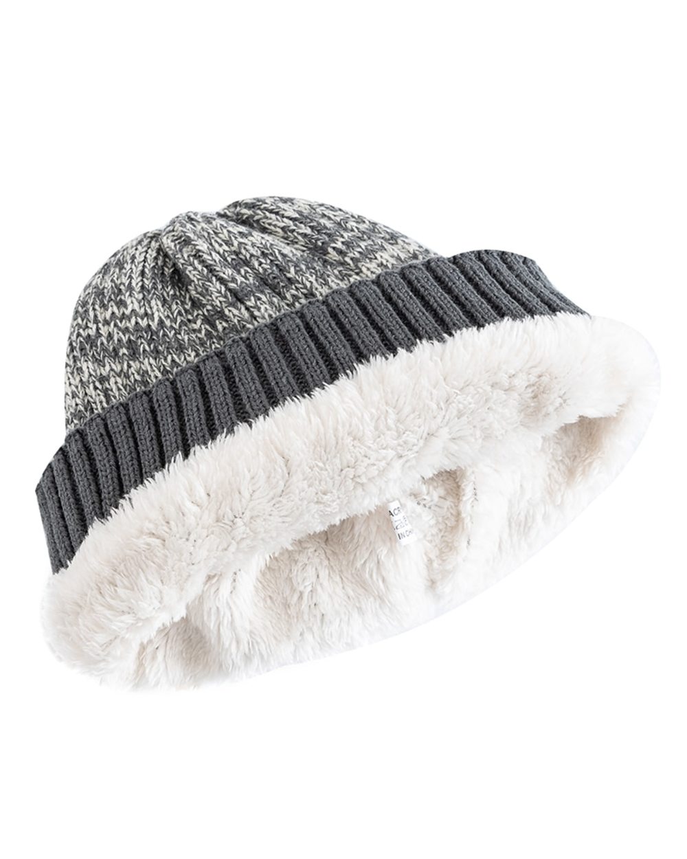 New Unisex Two-Tone Winter Hats Add Fur Lined Men And Women Fashion Warm Beanie Cap Casual Winter Knitted Hats front-3