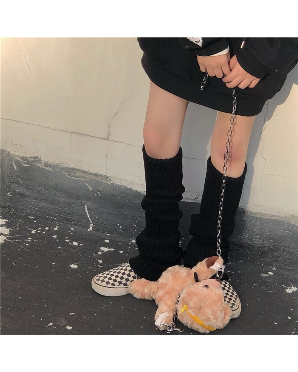 Leg Warmer Japanese Sweet Girl Knit Socks Wool Ball Knitted Foot Cover Cosplay Women Autumn Winter Punk Socks front-2