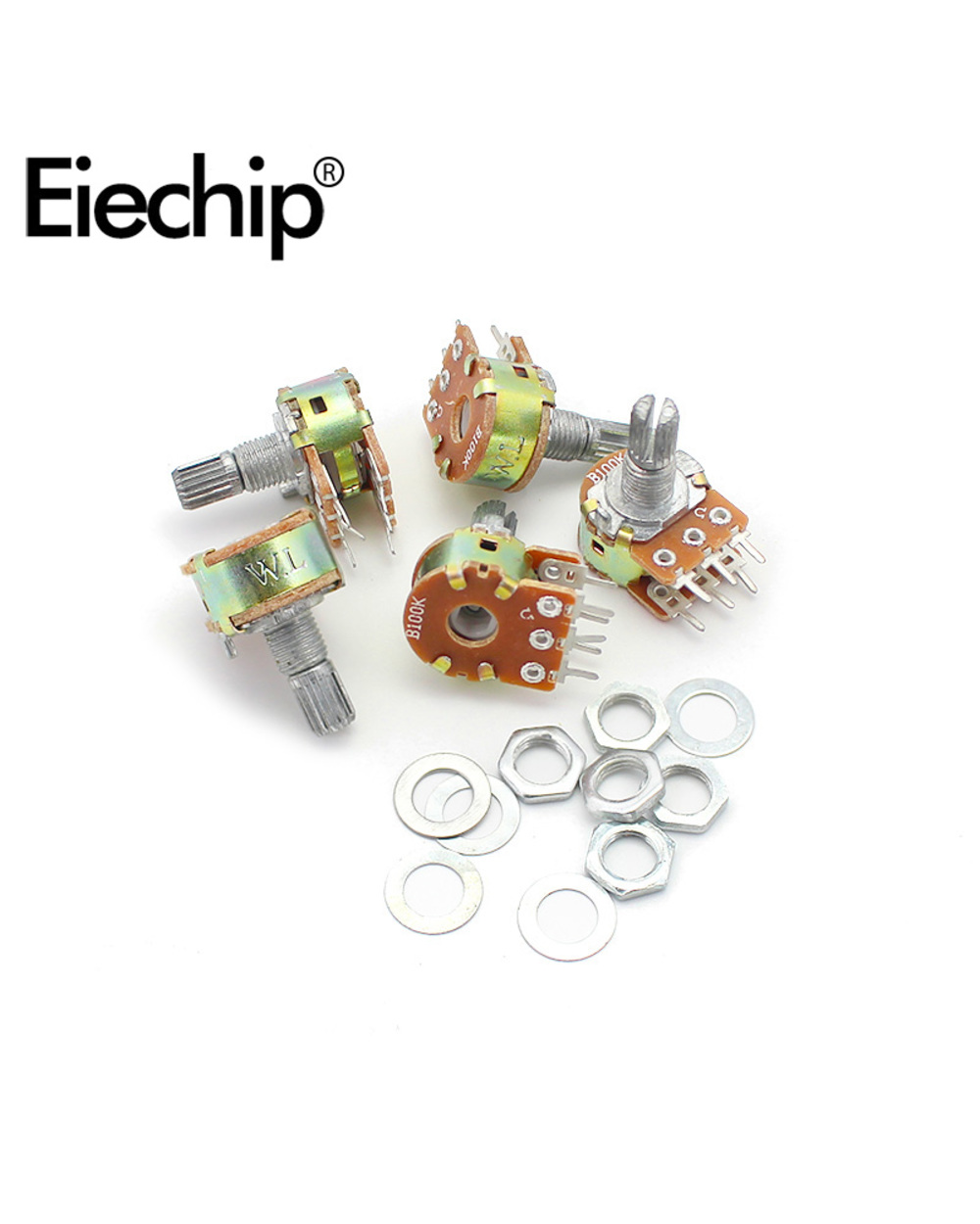 5 Sets Wh148 Linear Taper Rotary Potentiometer With Alloy Knob Cap Kit 15Mm 6 Pin B1k 2K 5K 10K 20K 50K 100K 250K 500K front-5
