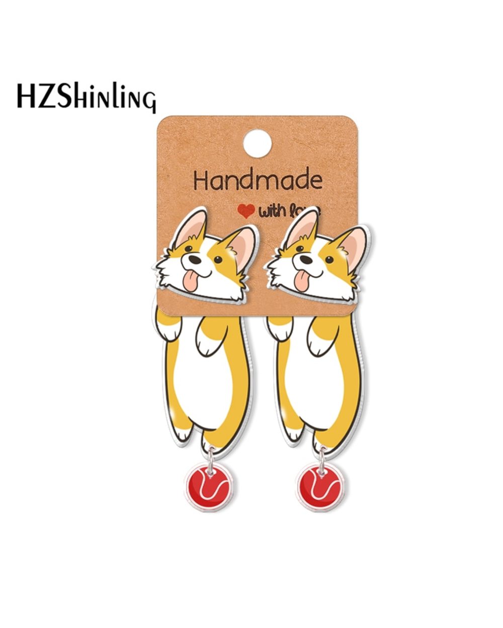 Corgi Acrylic Stud Earrings Rein Epoxys Ear Jewelry front-0