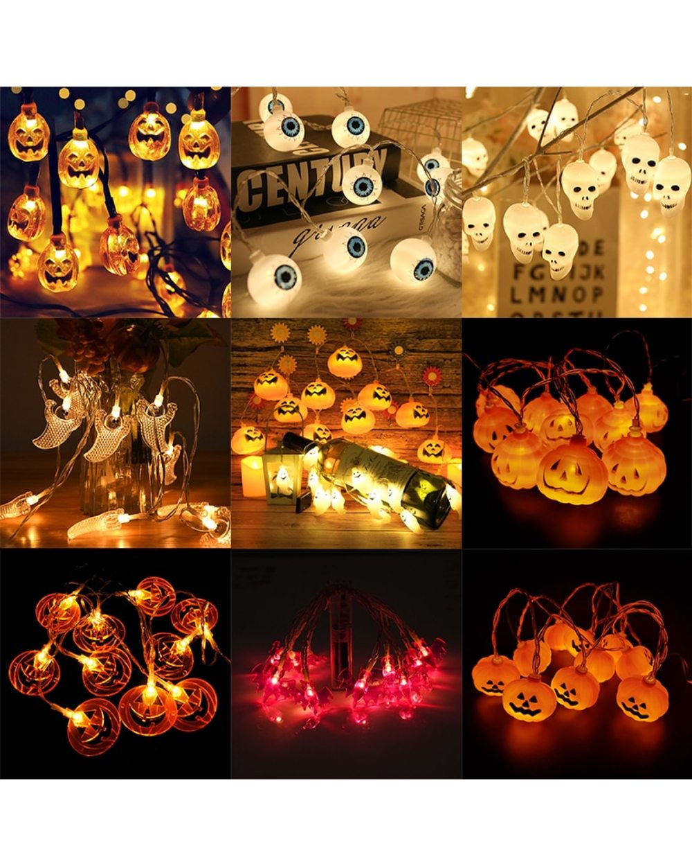 150cm 10LED Halloween LED String Lights Portable Pumpkin Ghost Skeletons Lights for Home Bar Halloween Party Decor front-0