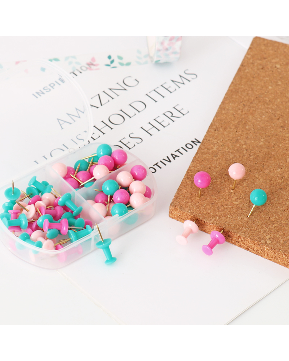 Tutu Creative Colorful Map Tacks Push Pins Wall Bulletin Boards Thumb Tacks Decorative For Cork Board Home Office H0317 front-3