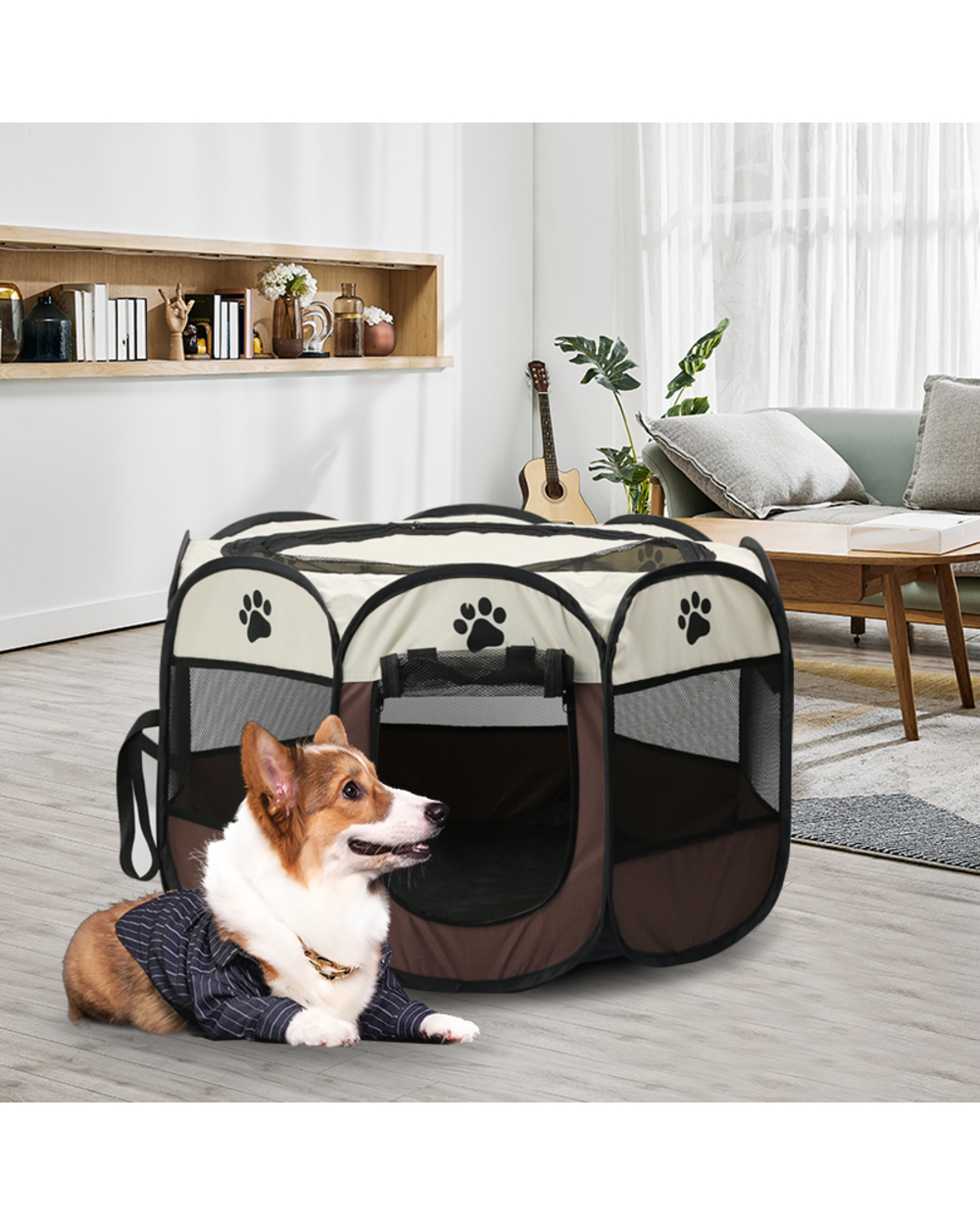 Portable Pet Cage Folding Pet Tent Outdoor Dog House Octagon Cage For Cat Indoor Playpen Puppy Cats Kennel Easy Operati front-0