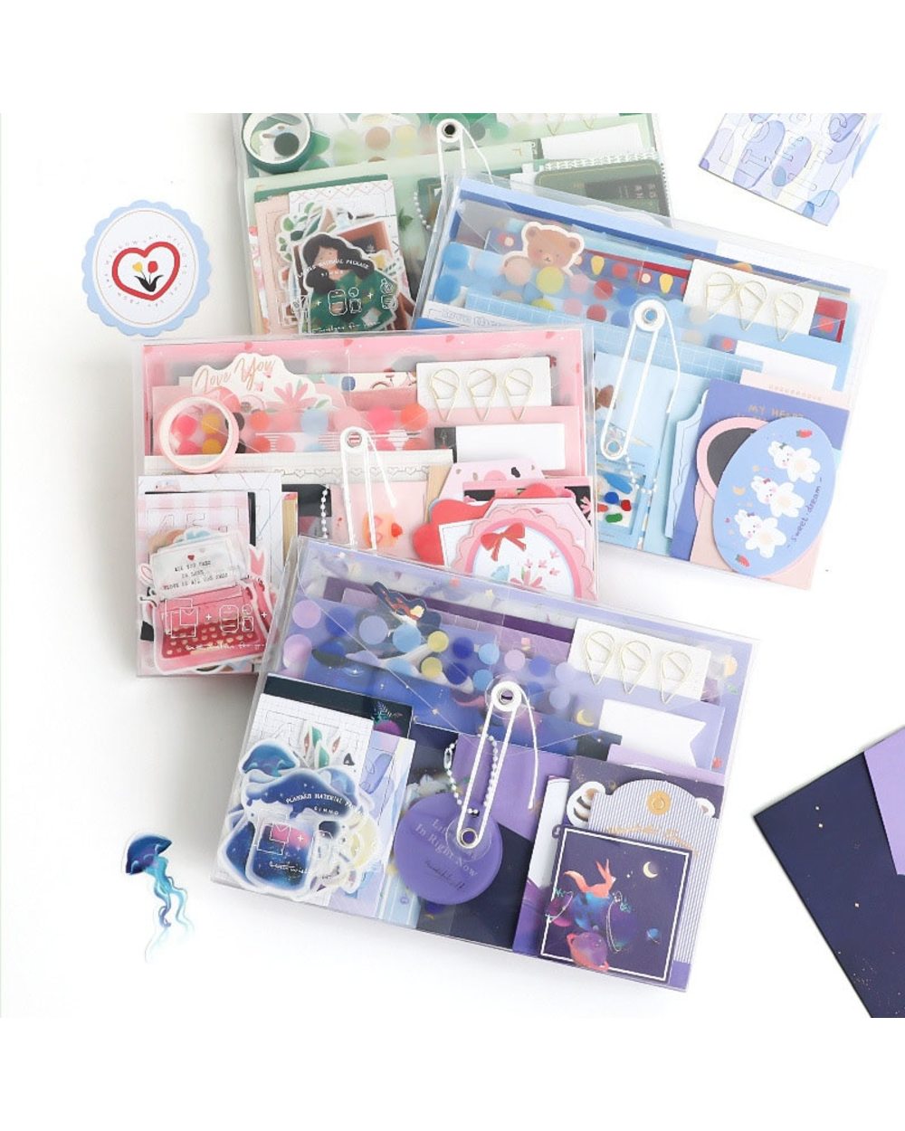 64/107 Pcs Yvaine's Scrapbooking Starter Pack : Paper, Washi Tape, Stickers, Set Writing Paper Cards front-4