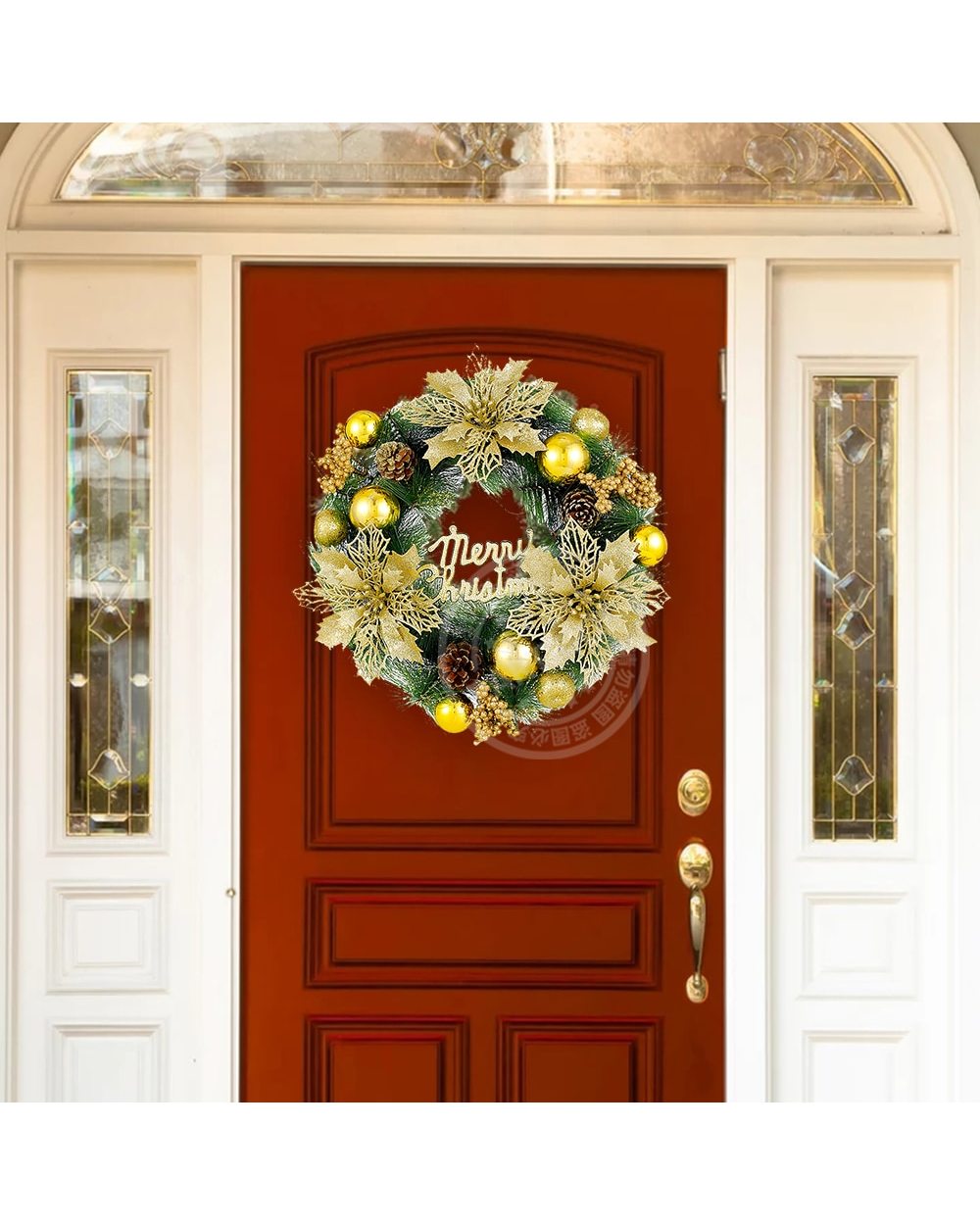 35cm Christmas Wreath Artificial Flower Garland Window Door Wall Home Decorations Xmas Tree Ornaments 2022 New Year Gift front-3
