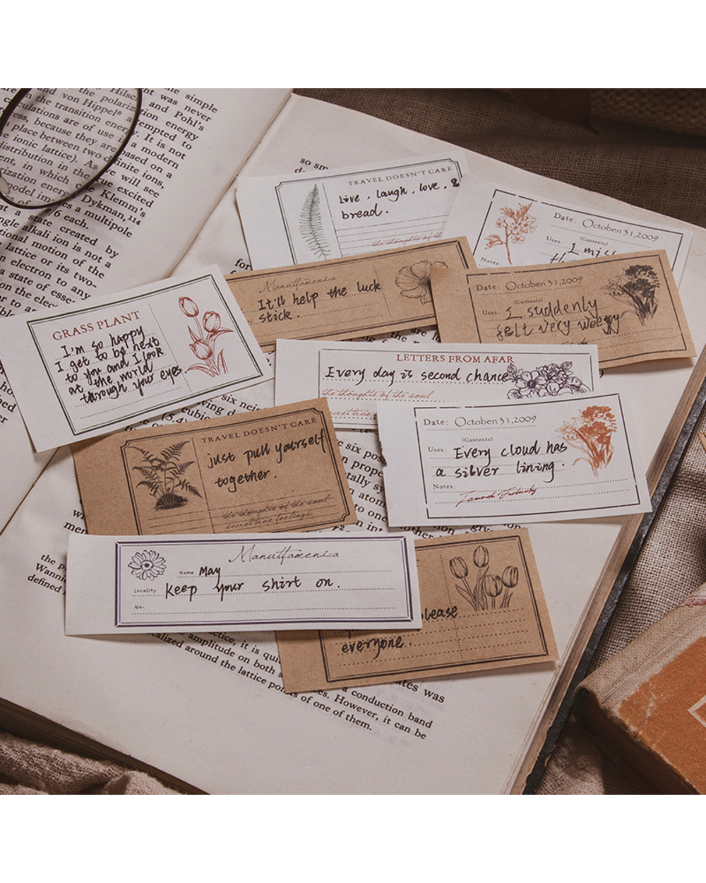 Journamm 100Pcs Vintage Plant Kraft Paper Deco Retro Stationery Supplies Litmus Paperjunk Journal Label Scrapbooking Ma front-3