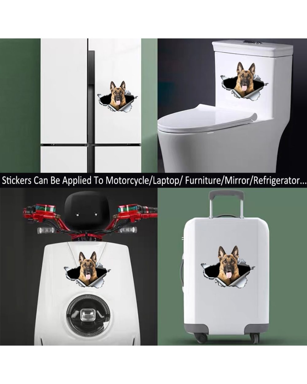 Self-adhesive 3D Decal Pet Dog German Shepherd Car Sticker Waterproof Auto Decors on Bumper Rear Window Trolly Case front-5