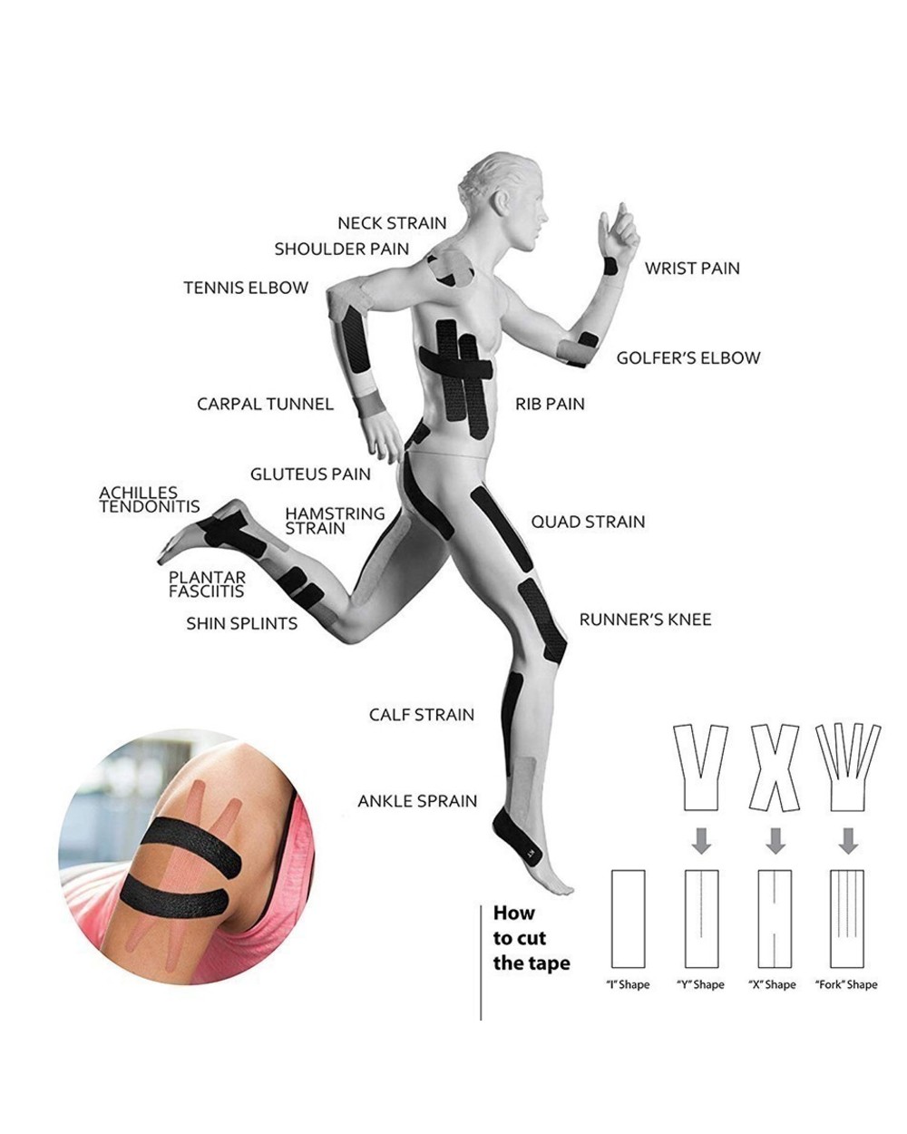 Worthwhile Kinesiology Tape Athletic Recovery Eic Tape Kneepad Muscle Pain Relief Knee Pads Support For Gym Fitness Ban front-4