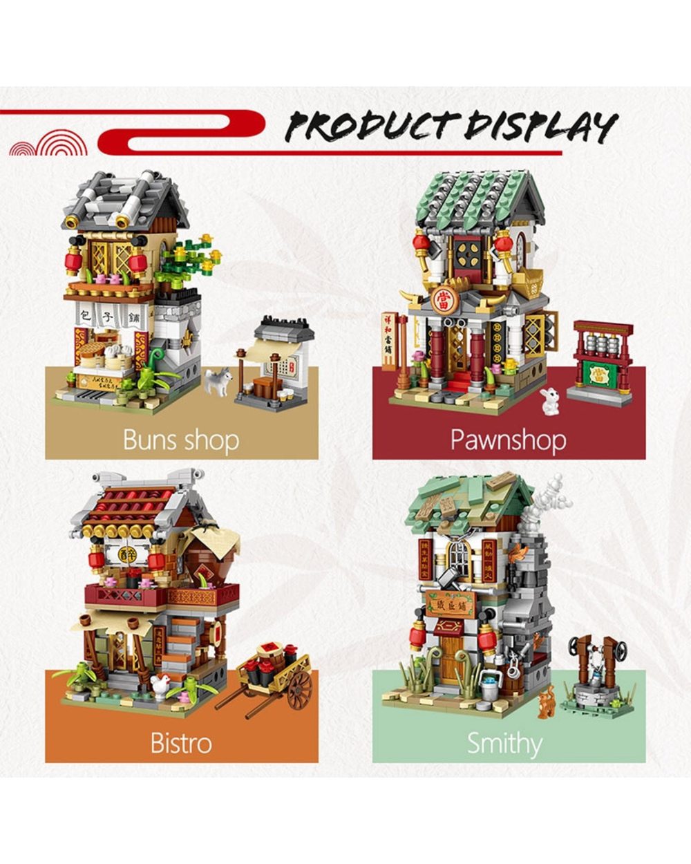 Mini Building Blocks Mini Street City China Street Chinese Tradition Architecture Model Bricks Educational Kids front-2