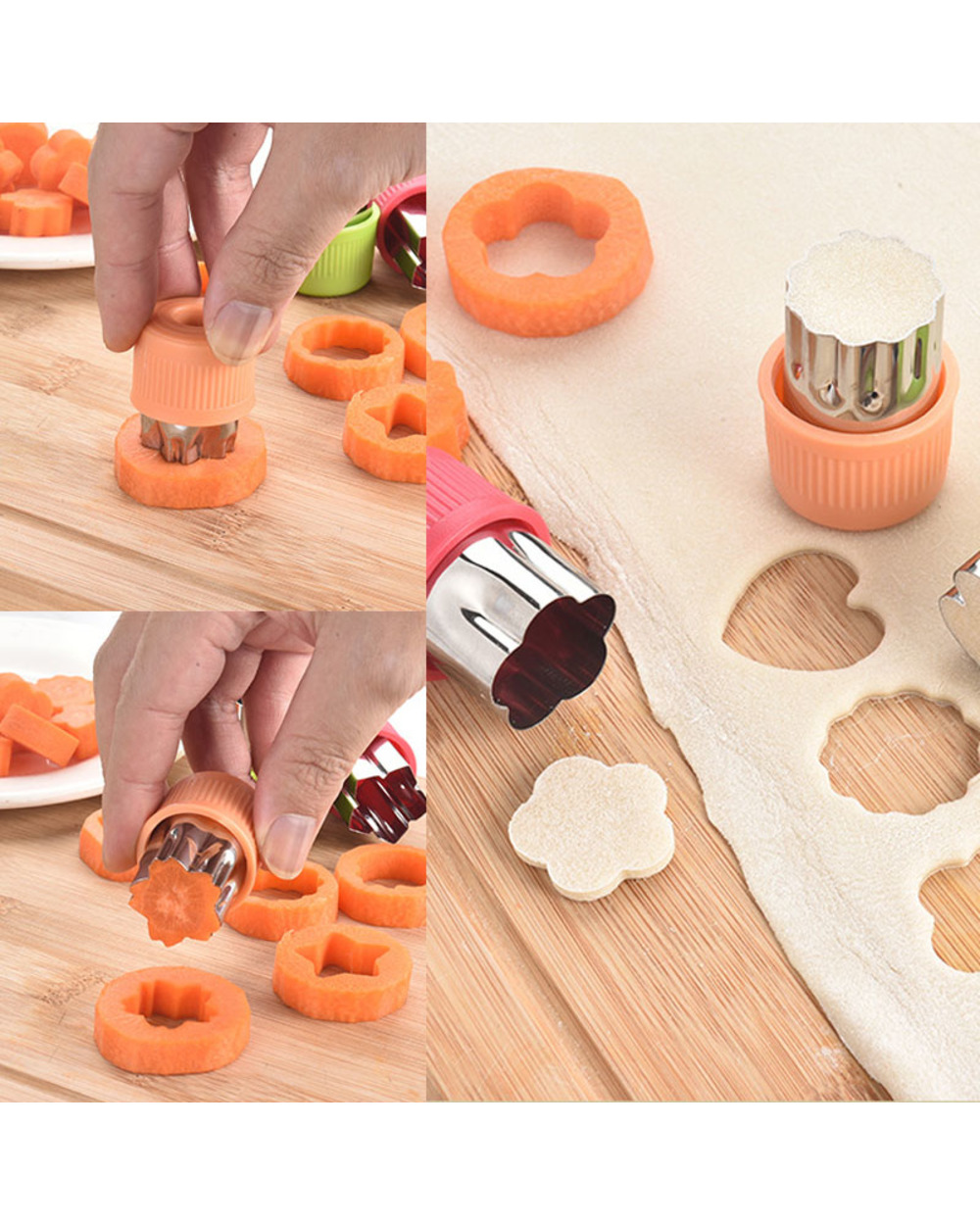 Vegetables Shape Cutter Plastic Handle 3Pcs Portable front-5