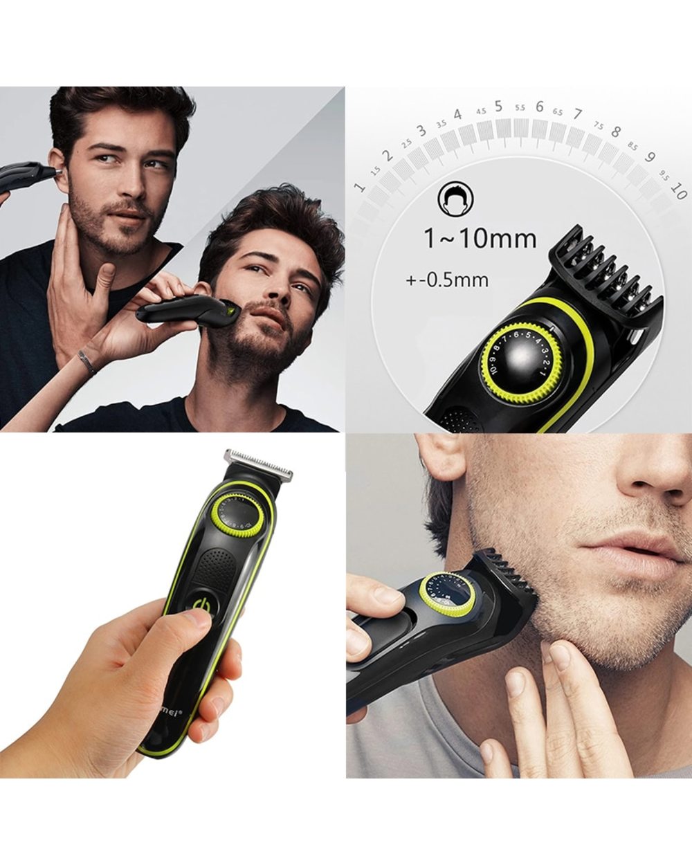 Kemei Hair Trimmer Household Electric Hair Clippers Multifunctional Rechargeable Shaver Led Display 5 In 1 Cutter Heads front-2