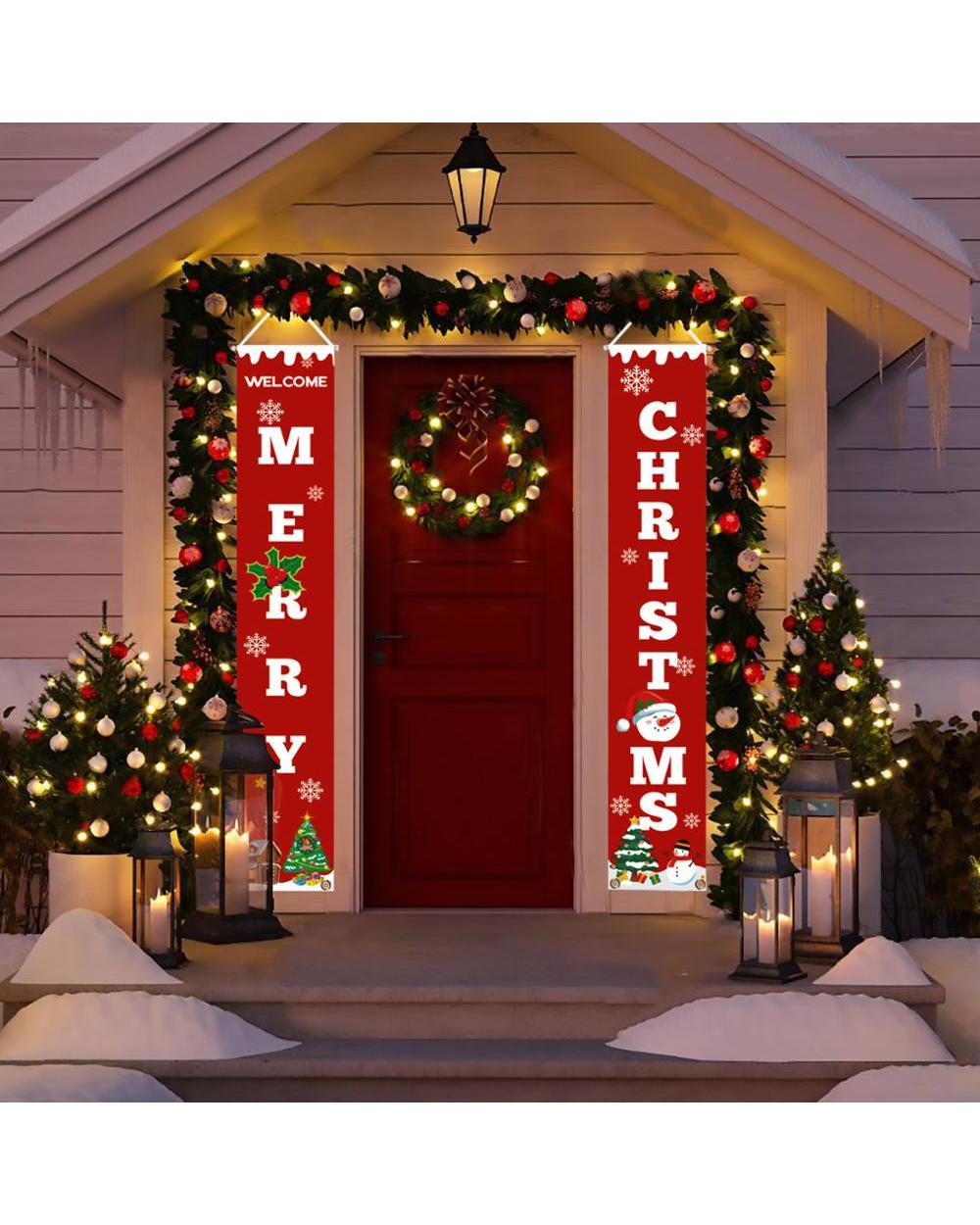 Christmas Hanging Flag Merry Christmas Outdoor Ornaments Christmas Decorations Home Santa Claus Door Banner Noel 2022 front-1