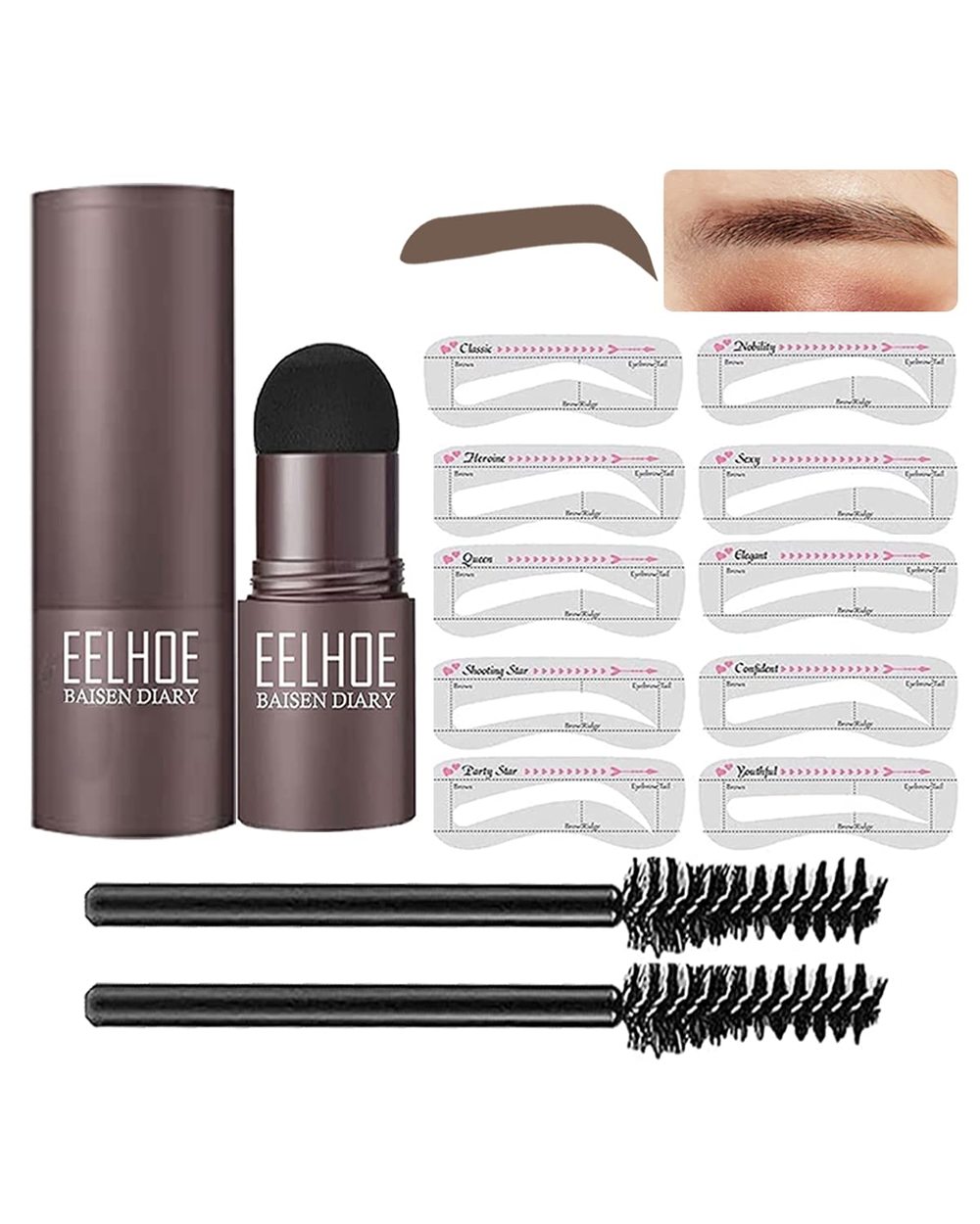 Eyebrow Shaping Kit Stamp Eyebrow Pencil And 5 Pairs Brow Stencils Kit Pen Cosmetics Waterproof Natural Color Eye Makeu front-5