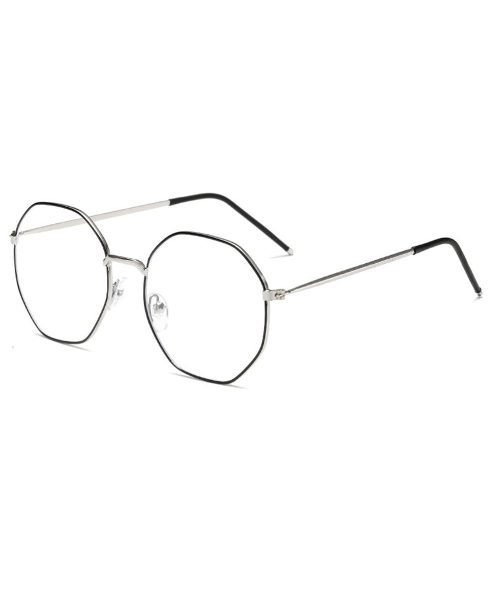 Elbru Anti-Blue Light Metal Eyeglasses Frame Women Men Clear Lens Glasses Fake Glasses Irregular Optical Glasses Frame front-3