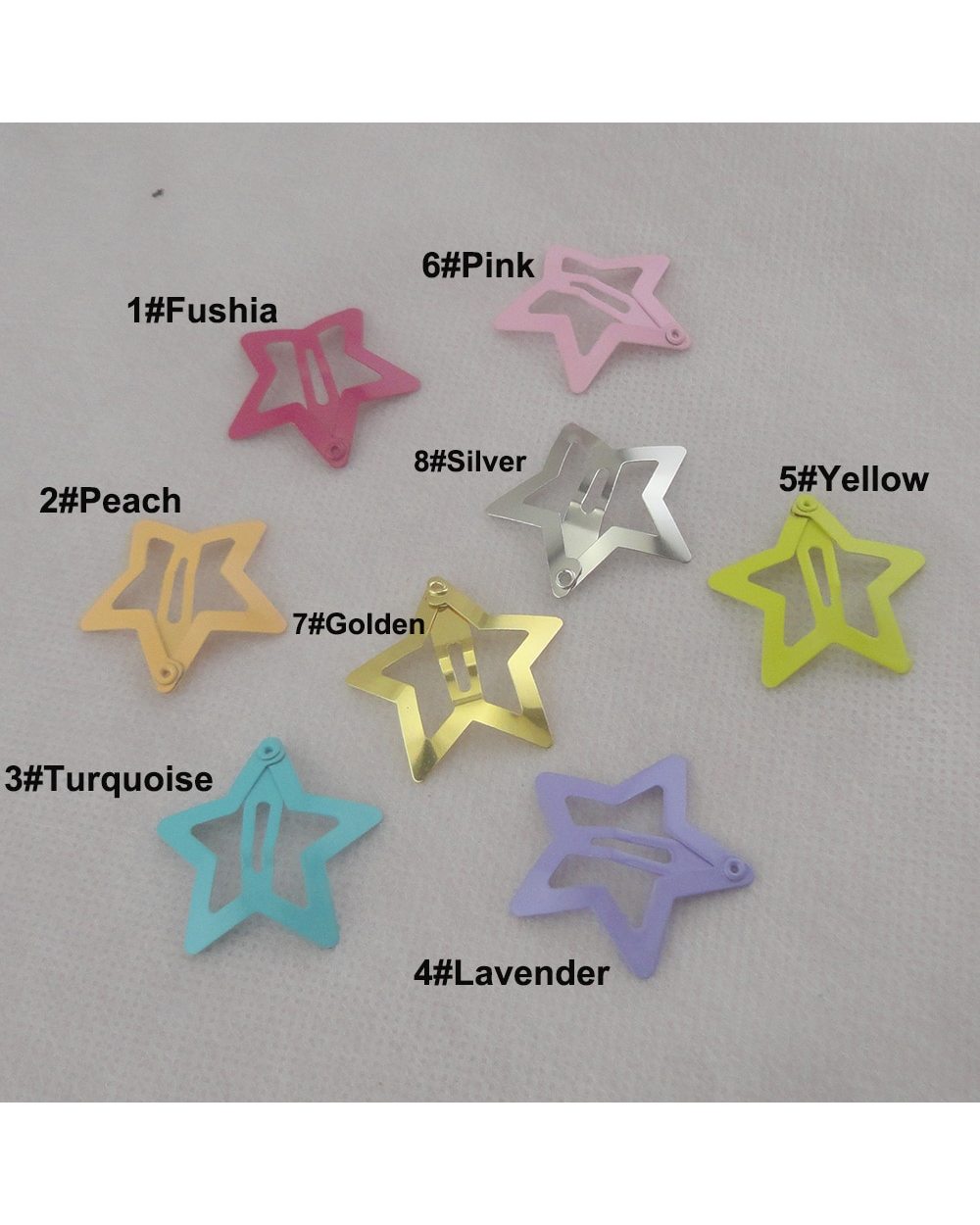 10Pcs 3.0Cm Filigree Star Hair Clip Metal Snap Clips For Kids Side Hairpins Hair Barrettes For Women Girls front-4