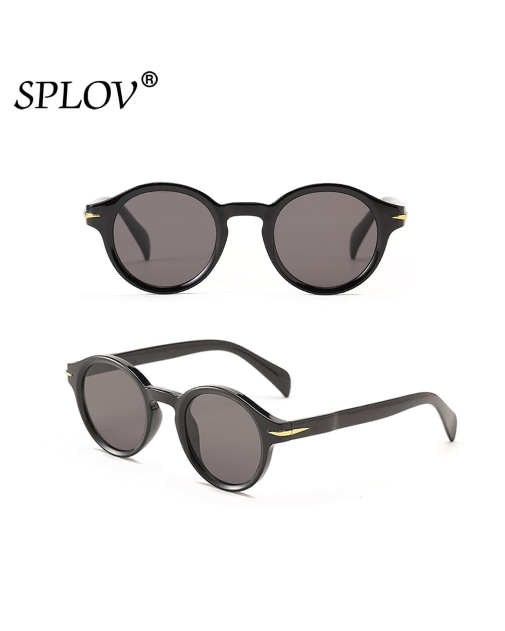 Fashion Small Round Sunglasses Women Men Vintage Yellow Sun Glasses Luxury Brand Designer Trendy Eyewear Green Tea Shad front-2