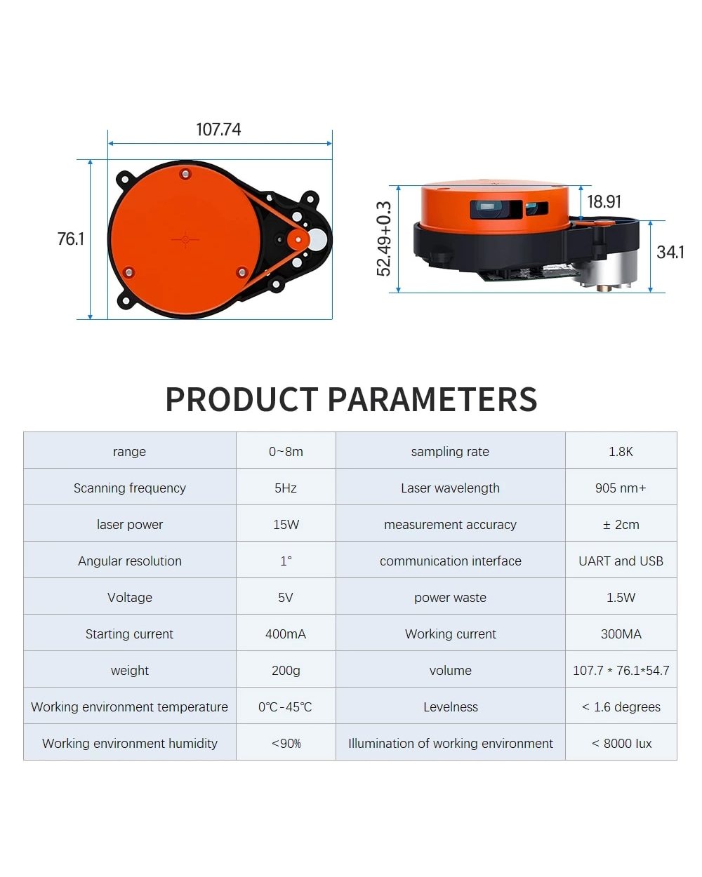 Original Laser Distance Sensor Roborock S45 Max S7 S55 S6 S5 Max Spare Parts Robotic Vacuum Cleaner Laser Distance Sens front-4