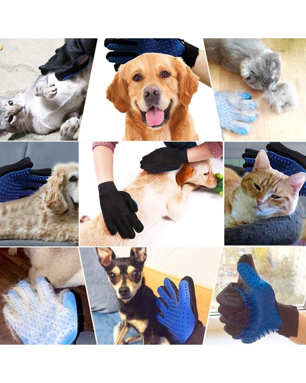 Pet Grooming Glove - Gentle Deshedding Brush Glove - Efficient Pet Hair Remover Mitt - Enhanced Five Finger Design front-1