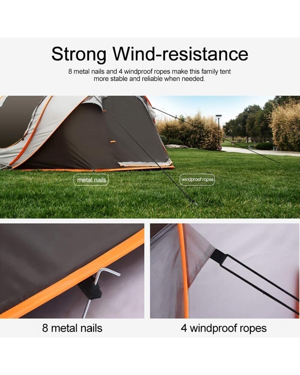 5-8 People Outdoor Camping Tent Automatic Pops Up Tent Ultra-Light Waterproof And Windproof Sun Shelter For Family Trav front-3