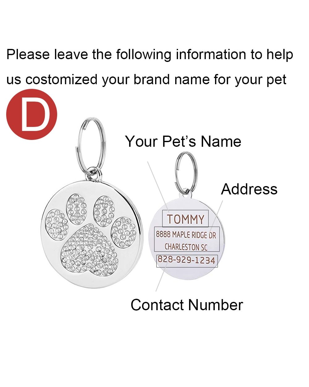 Pet ID Tags Personalized Dog Name Tags Small Large Cat Pet Collar Tag Pet Accessories Bone Paw Glitter German Shepherd front-5